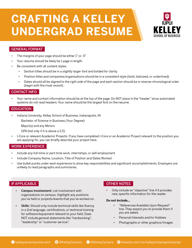 Résumés Career Services Kelley Indianapolis